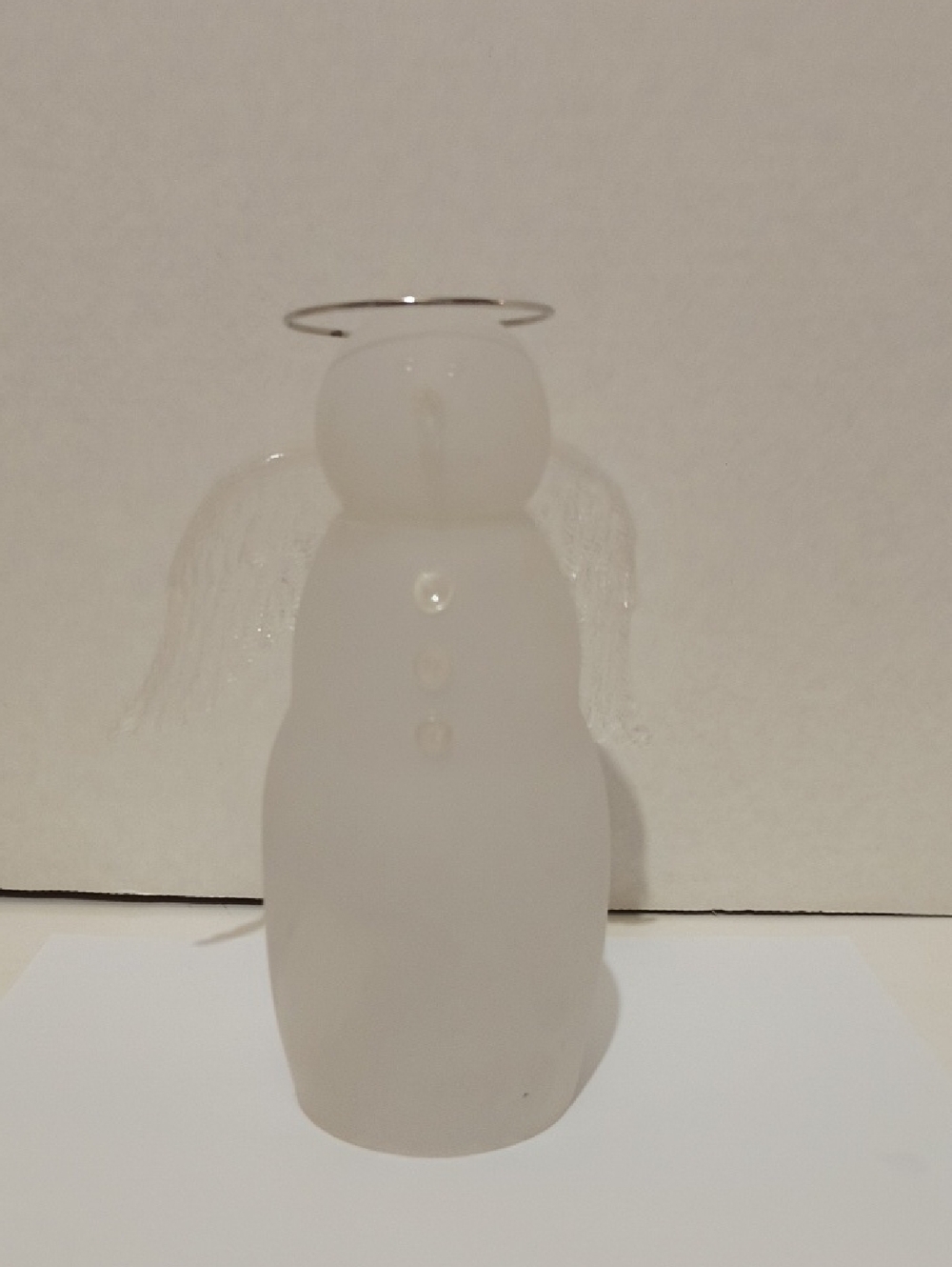 GANZ Frosted White Glass Angel Figurine with Silver Halo Tea Light Decor B1